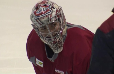 Carey Price sur la glace avec ses coéquipiers