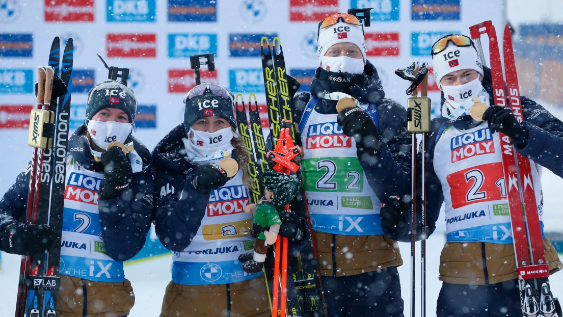 Marte Olsbu Roeiseland, Tiril Eckhoff, Johannes Thingnes Boe et Sturla Holm Laegreid