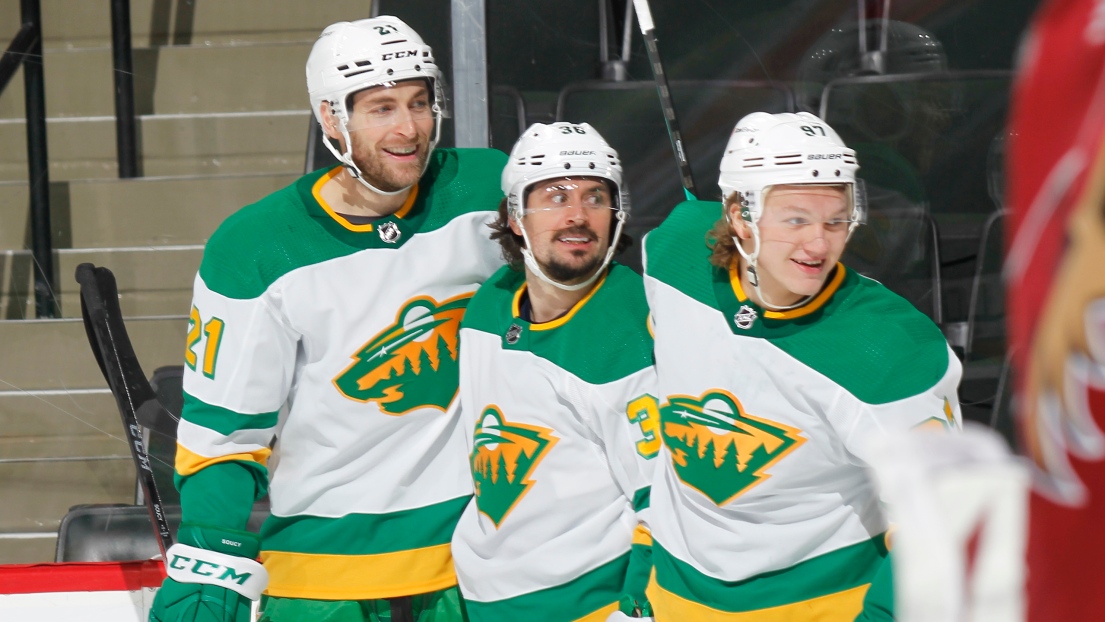 Carson Soucy, Mats Zuccarello et Kirill Kaprizov