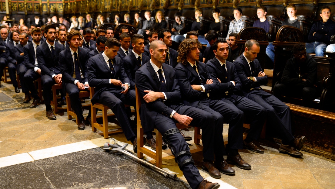 Le FC Barcelone à une cérémonie religieuse pour la mort de Tito Vilanova