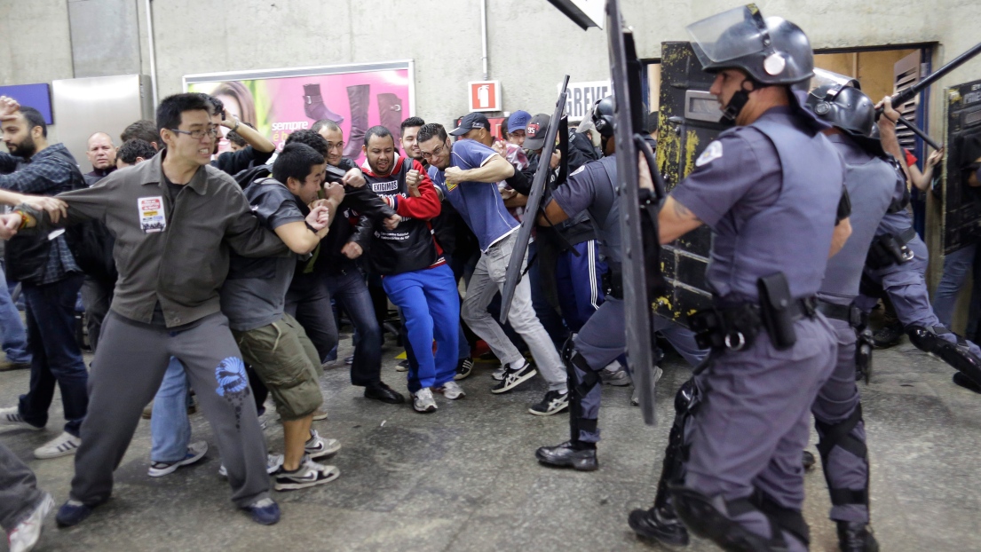 Des grévistes manifestent à Sao Paulo