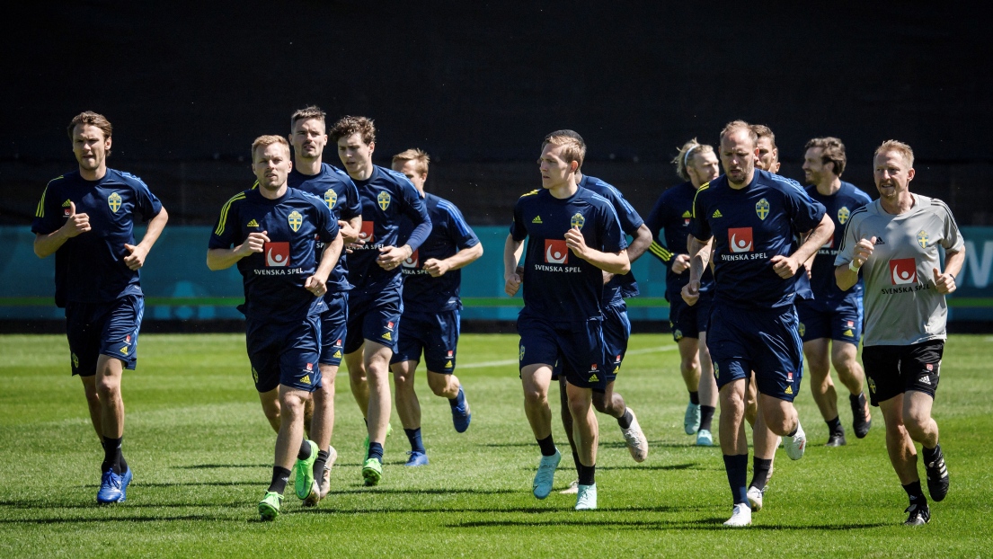 Les joueurs de la Suède à l'entraînement.