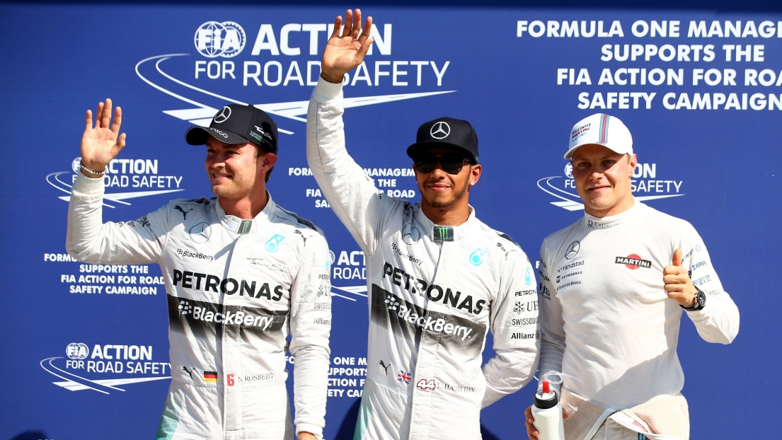 Nico Rosberg, Lewis Hamilton et Valtteri Bottas