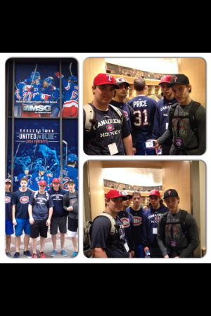 Notre logo est ici à New York. Très beau photomontage envoyé par Samuel Lévesque. Il pose ici avec Antoine, Nicolas, Anthony et Anthony. Ils sont de Rimouski et ont été faire un tour au Madison Square Garden dans le cadre d'un voyage avec l'école Paul-Hubert. New York Samuel Levesque