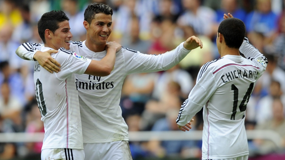 James Rodriguez, Cristiano Ronaldo et Javier Hernandez