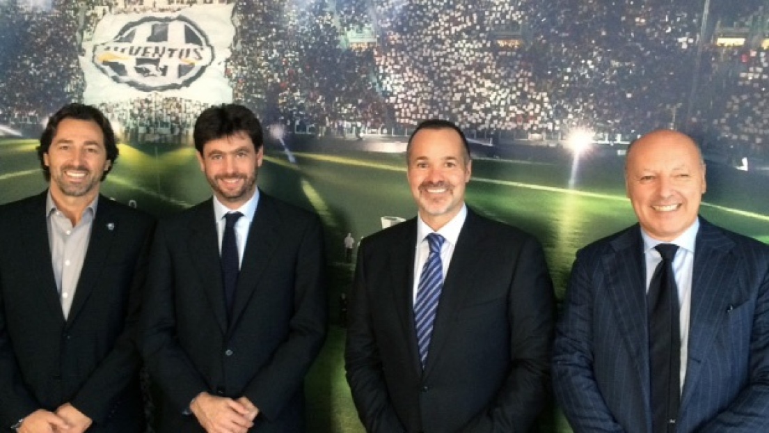 Nick De Santis, Andrea Agnelli, président de la Juventus, Joey Saputo et Giuseppe Marotta