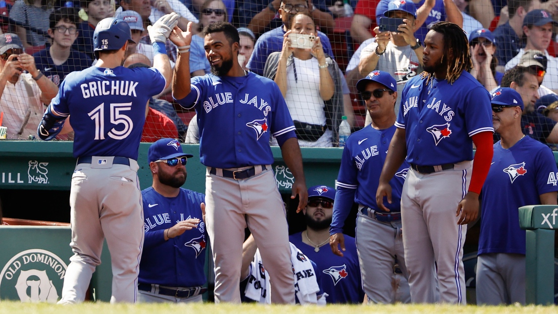 Randal Grichuk, Teoscar Hernandez et Vladimir Guerrero Jr.