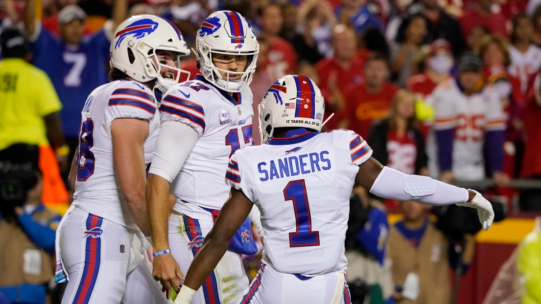 Dawson Knox, Josh Allen et Emmanuel Sanders