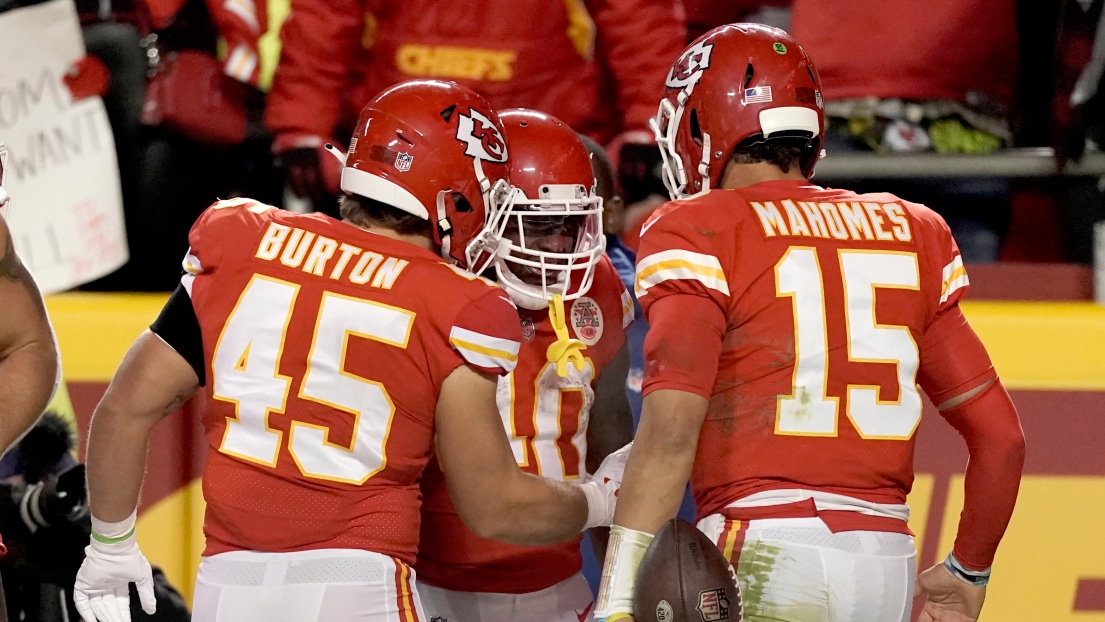 Michael Burton, Derrick Gore et Patrick Mahomes