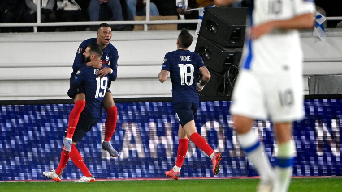 Karim Benzema, Kylian Mbappe et Lucas Digne