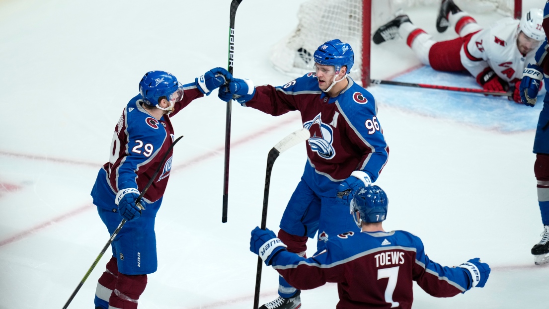 Nathan MacKinnon, Mikko Rantanen, Devon Toews