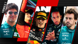 Lance Stroll, Charles Leclerc, Max Verstappen, Lewis Hamilton et Fernando Alonso