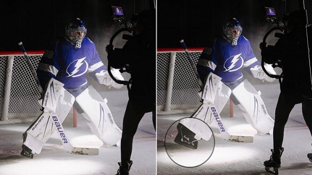 Vasilevskiy : des supports de lame noirs pour camoufler la rondelle? 