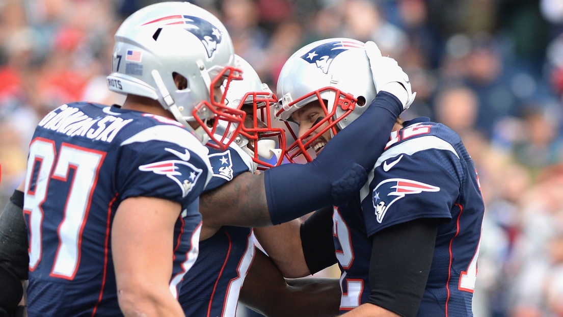 Rob Gronkowski, Tim Wright et Tom Brady