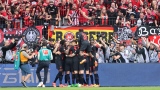 Les joueurs de Leverkusen célèbrent un de leurs buts.