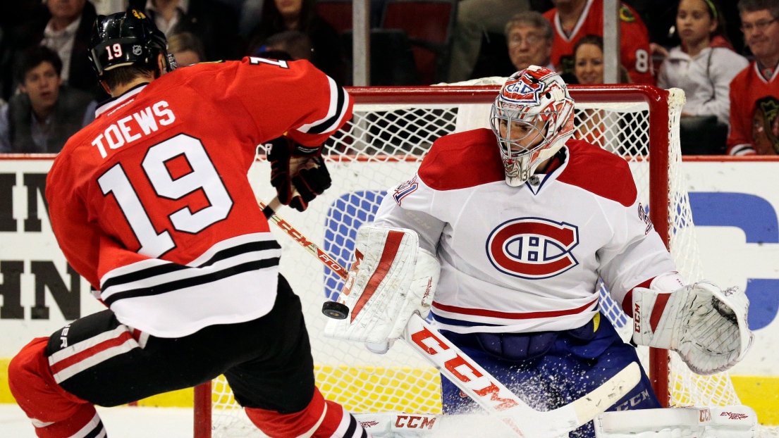 Jonathan Toews et Carey Price