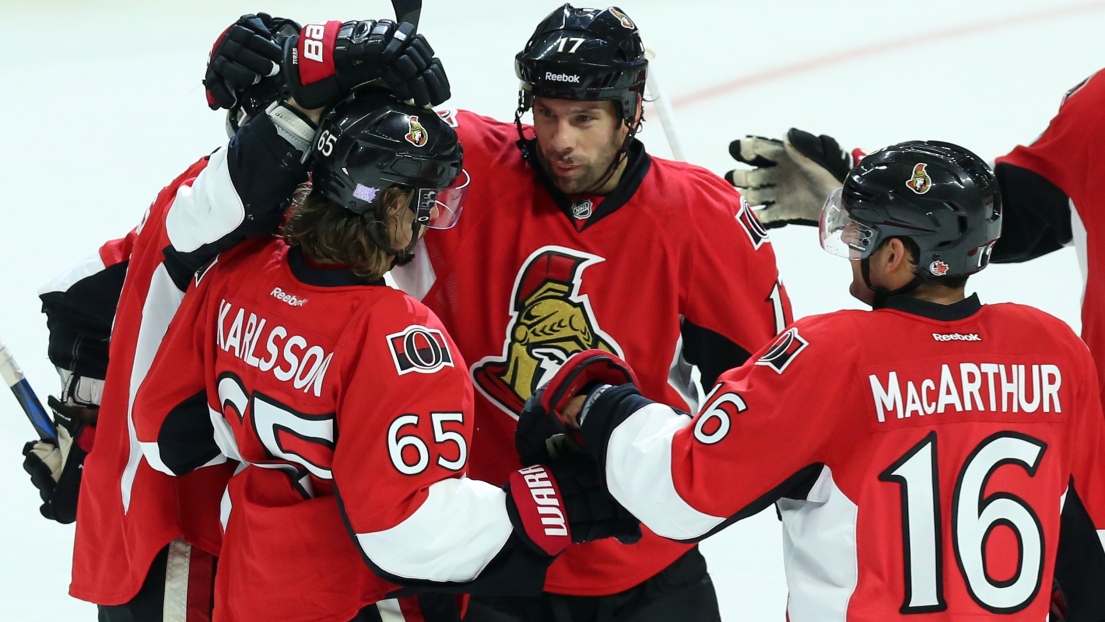 Erik Karlsson, David Legwand et Clarke MacArthur