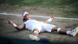 Rafael Nadal après sa victoire en finale de Wimbledon contre Roger Federer en 2008.