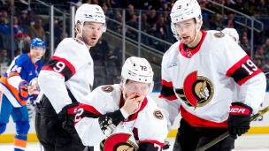 Chabot en sang après une rondelle au visage!