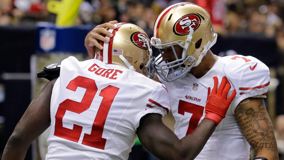 Frank Gore et Colin Kaepernick