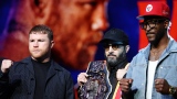 Canelo Alvarez, Turki Alalshikh (au centre) et William Scull