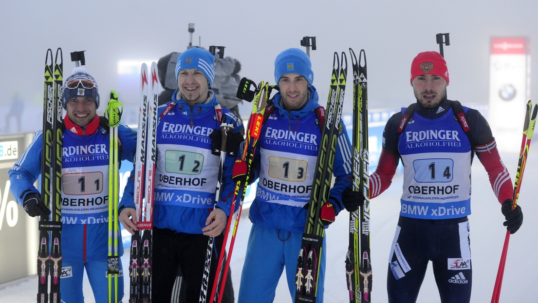 Evgeniy Garanichev, Timofey Lapshin, Dmitry Malyshko et Anton Shipulin