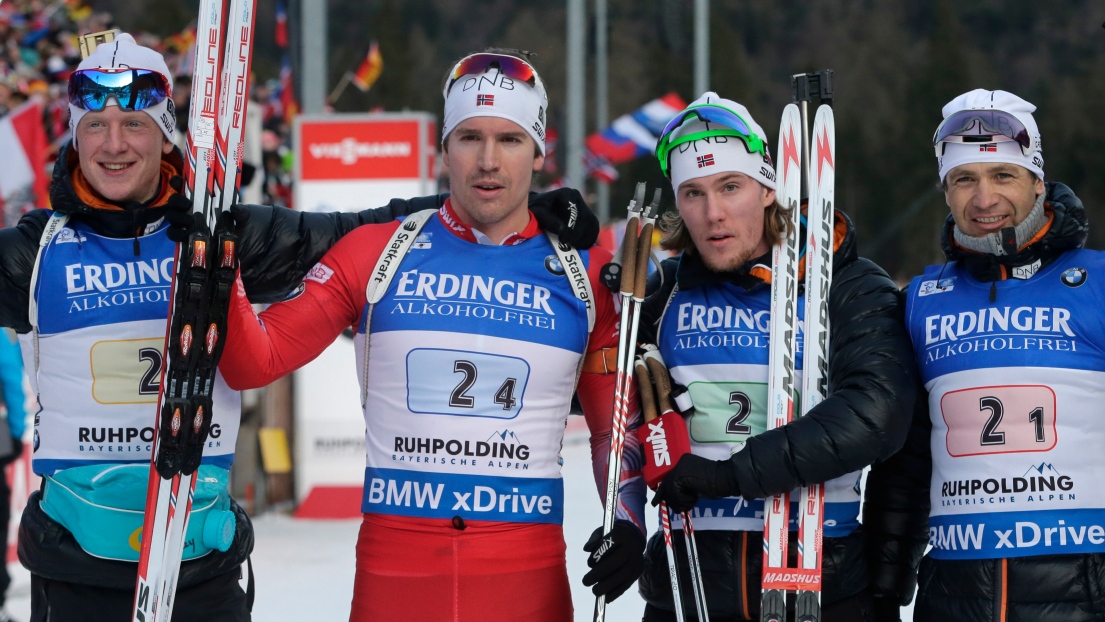 Johannes Thingnes Boe, Emil Hegle Svendsen, Erlend Bjoentegaard et Ole Einar Bjoerndalen