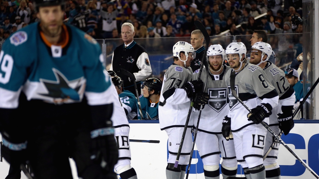 Marian Gaborik, Jeff Carter, Drew Doughty et Jake Muzzin 