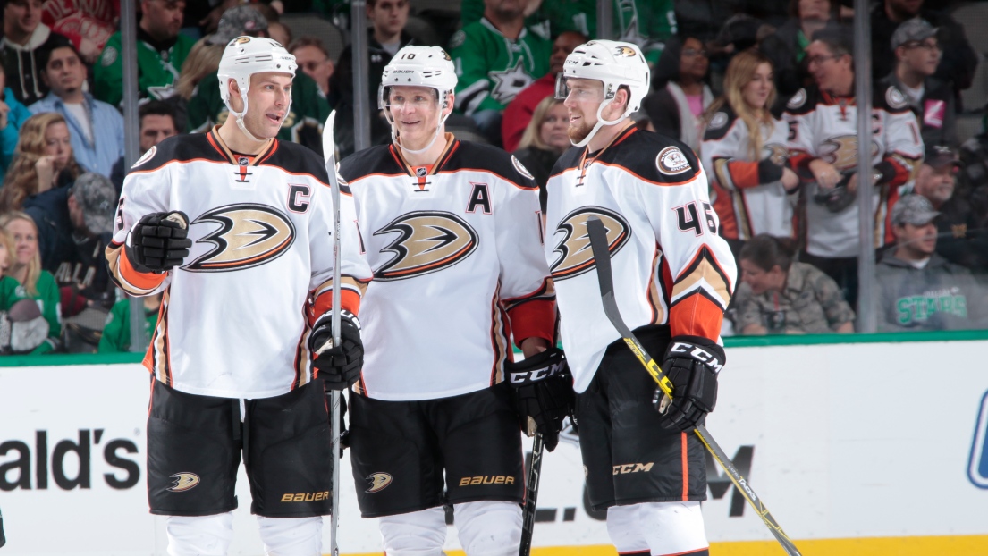 Ryan Getzlaf, Corey Perry et Jiri Sekac