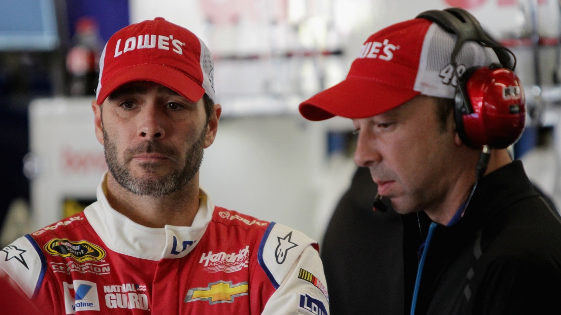 Jimmie Johnson et son chef d'équipe, Chad Knaus