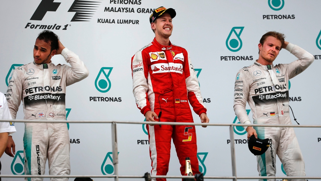 Lewis Hamilton, Sebastian Vettel et Nico Rosberg