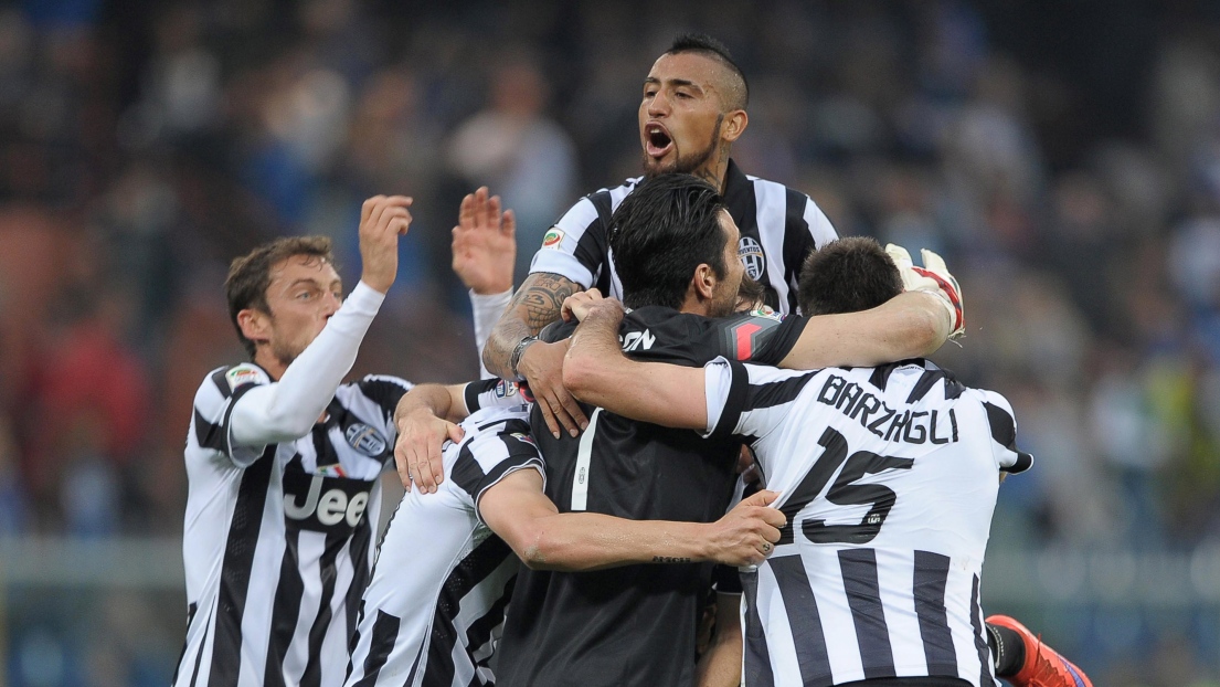 Les joueurs de la Juventus Turin célèbrent.
