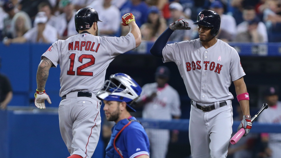 Mike Napoli et Xander Bogaerts