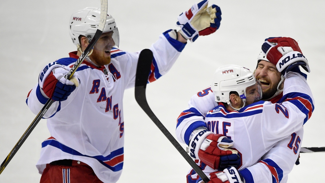 Marc Staal, Dan Boyle et Tanner Glass