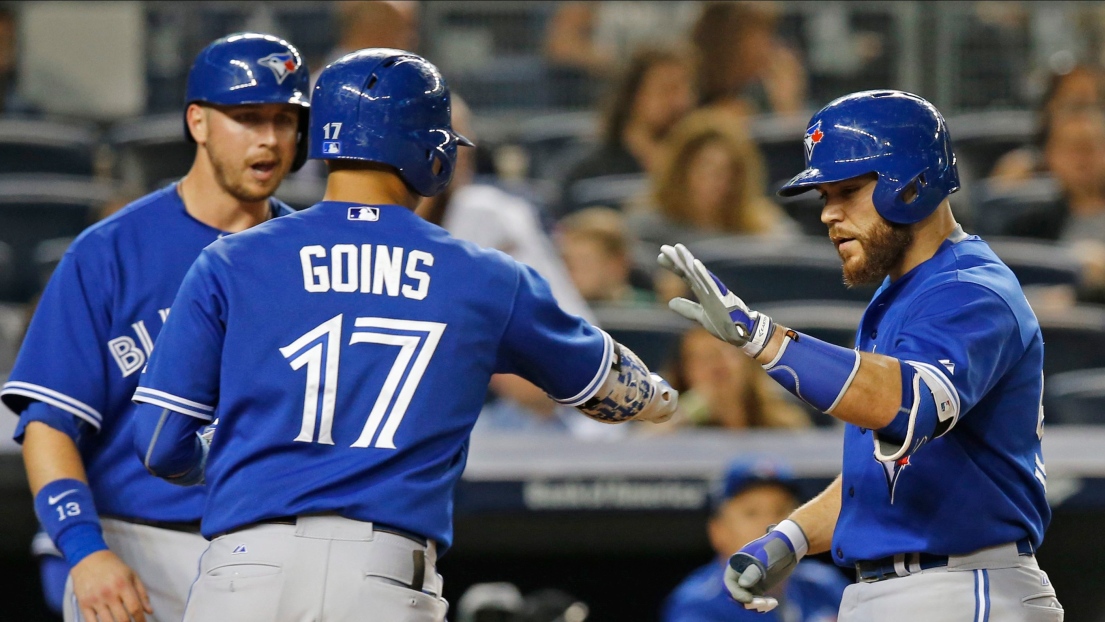 Justin Smoak, Ryan Goins et Russell Martin