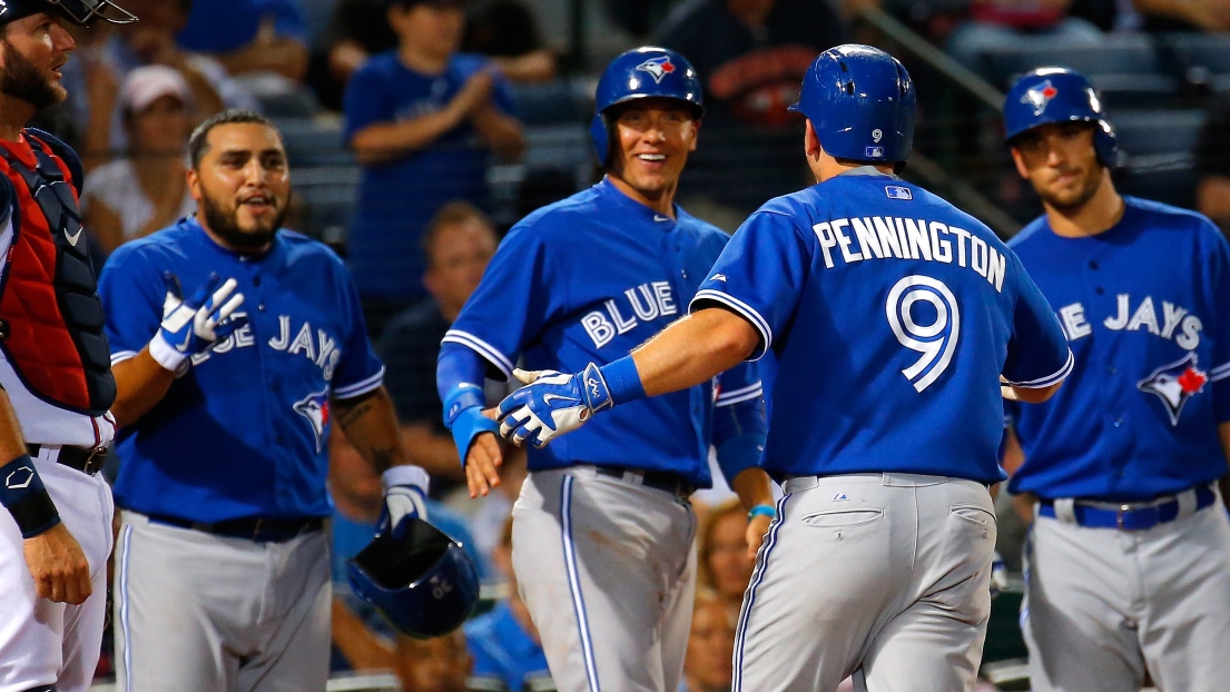 Dioner Navarro, Ryan Goins et Cliff Pennington