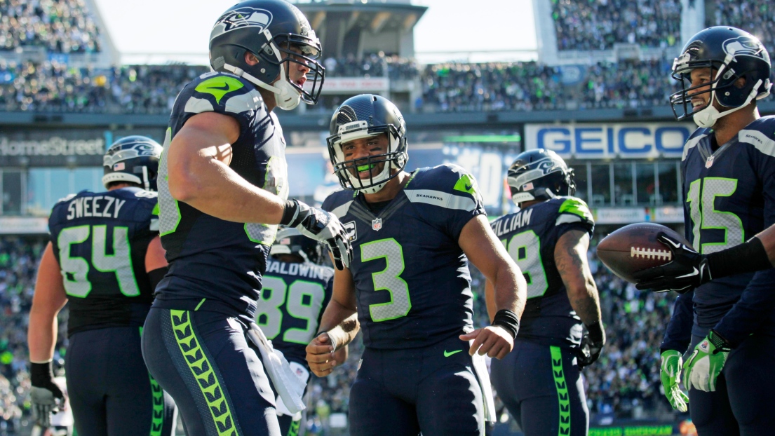 Jimmy Graham et Russell Wilson