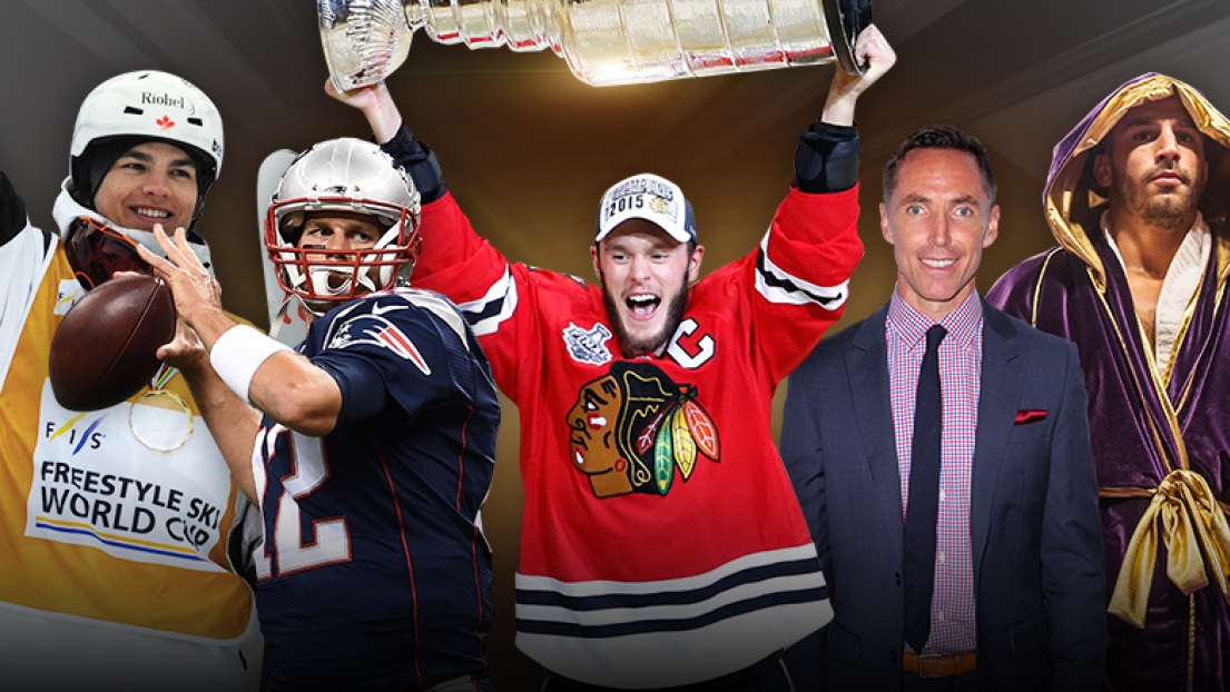 Mikaël Kingsbury, Tom Brady, Jonathan Toews, Steve Nash et David Lemieux