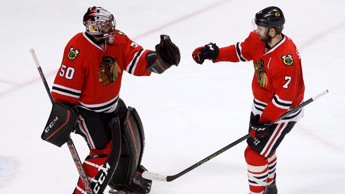 Corey Crawford et Brent Seabrook