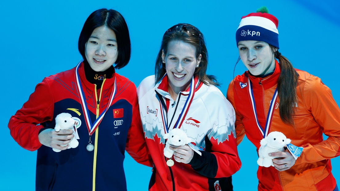Yihan Guo, Marianne St-Gelais et Suzanne Schulting
