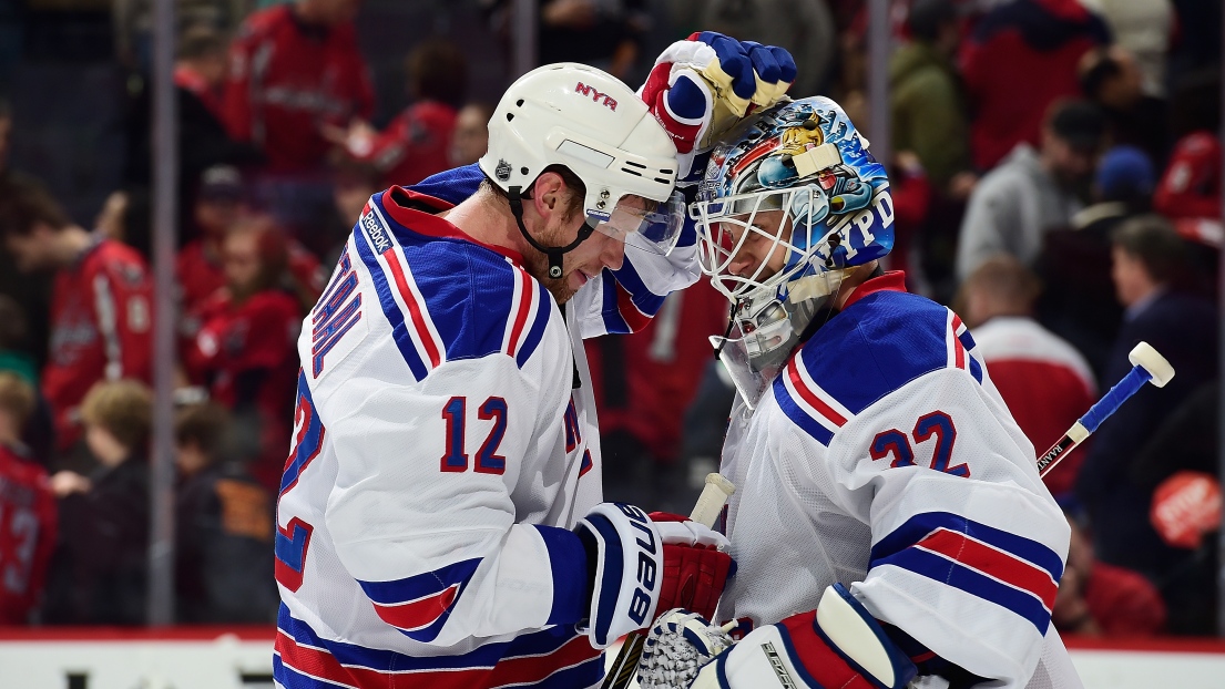 Eric Staal et Antti Raanta