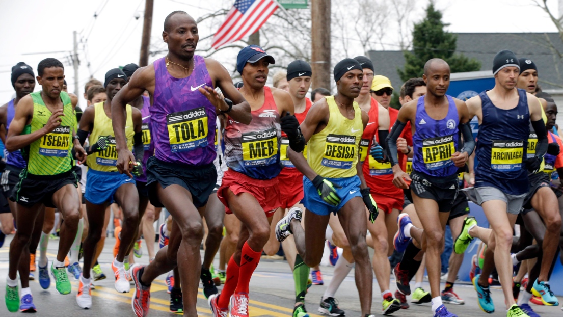 Le départ de l'édition 2015 du marathon de Boston
