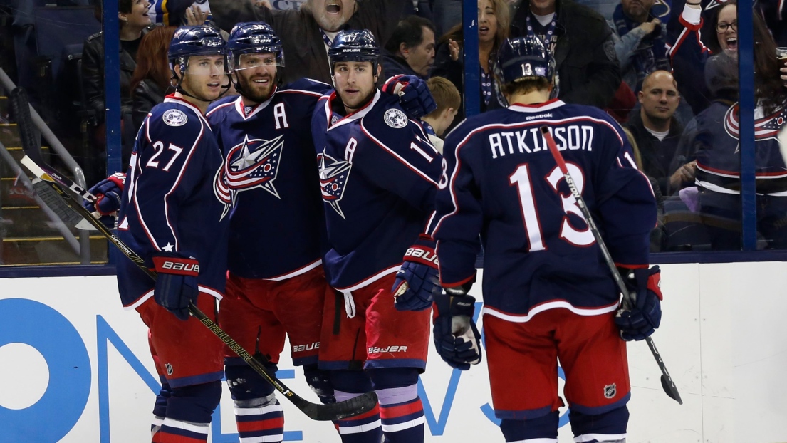 Ryan Murray, Boone Jenner, Brandon Dubinsky et Cam Atkinson