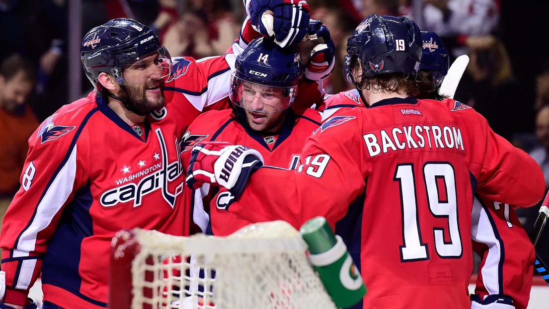 Alexander Ovechkin, Justin Williams et Nicklas Backstrom