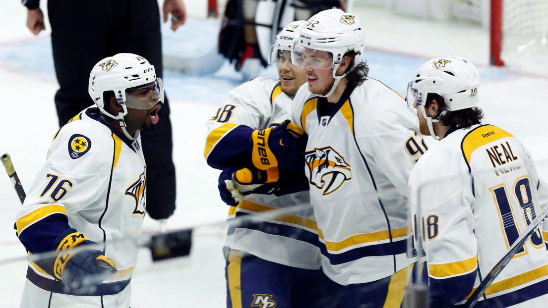 P.K. Subban, Viktor Arvidsson, Ryan Johansen et James Neal 