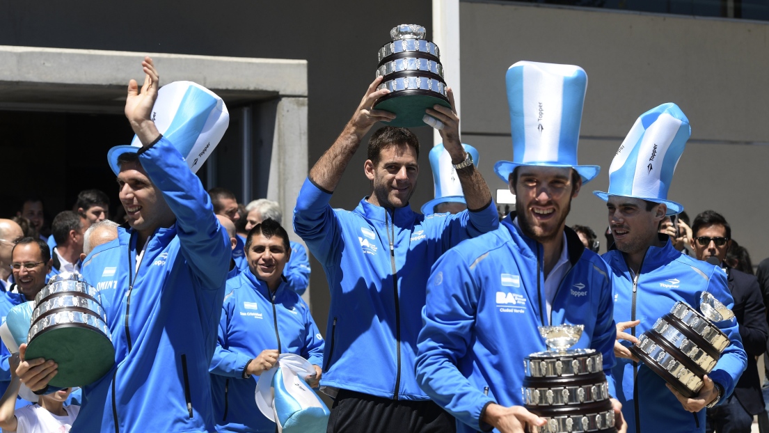 Les joueurs de l'Argentine, vainqueurs de la Coupe Davis