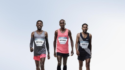 Lelisa Desisa, Eliud Kipchoge et Zersenay Tadese