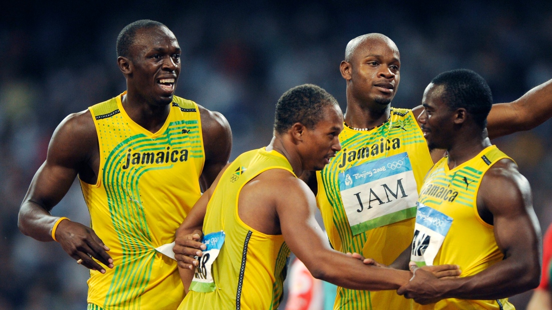 Usain Bolt, Michael Frater, Asafa Powell et Nesta Carter