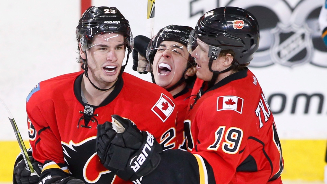 Sean Monahan, Johnny Gaudreau et Matthew Tkachuk