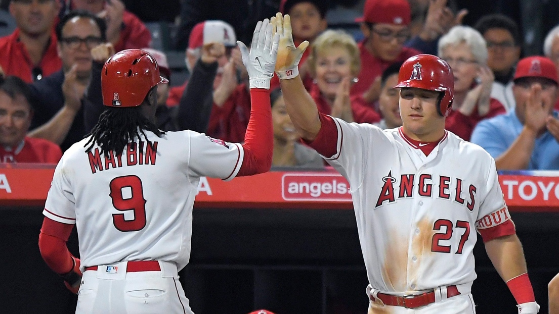 Cameron Maybin et Mike Trout